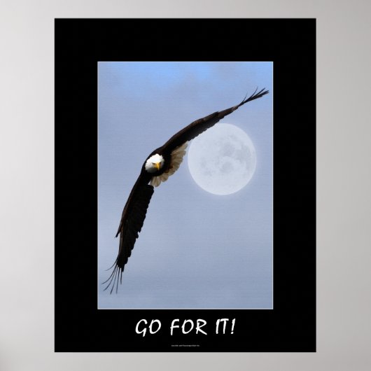 "GEHEN SIE DAFÜR!" Motivierend Bald Eagle Art Post Poster (Vorne)