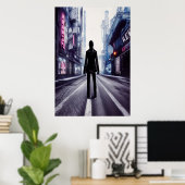 Gehen Sie die leere Straße entlang | AI Art Poster (Heimbüro)