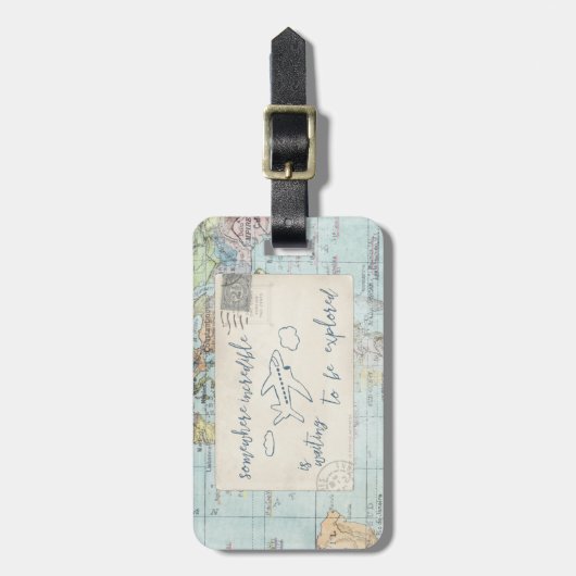 Gehen Sie hinaus und erforschen Sie Zitat und Gepäckanhänger (Vorderseite vertikal)