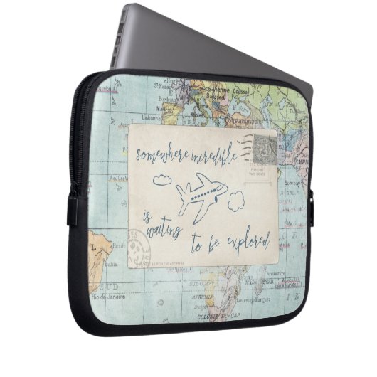 Gehen Sie hinaus und erforschen Sie Zitat und Laptopschutzhülle (Vorne Rechts)