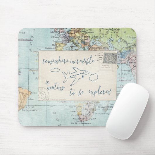 Gehen Sie hinaus und erforschen Sie Zitat und Mousepad (Mit Mouse)