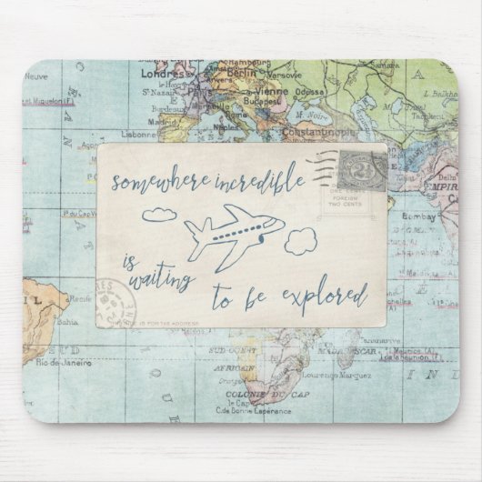 Gehen Sie hinaus und erforschen Sie Zitat und Mousepad (Vorne)