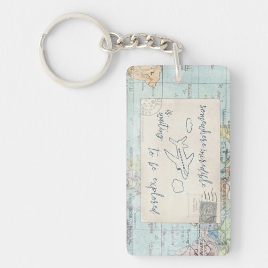 Gehen Sie hinaus und erforschen Sie Zitat und Schlüsselanhänger (Vorderseite)