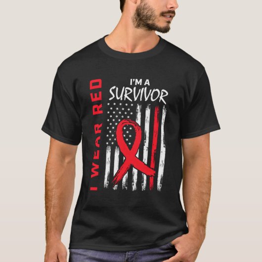 Gehen Sie, ich trage Red He Disease Survivor US-Fl T-Shirt (Vorderseite)