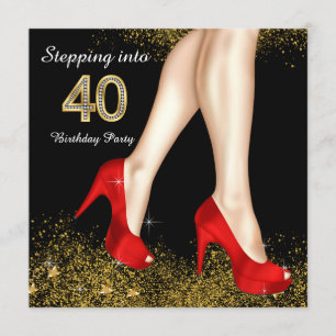 Gehen Sie in 40 Geburtstagsparty Red Shoes Einladung