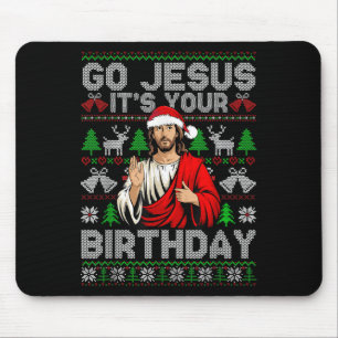 Gehen Sie Jesus zu Ihrem Geburtstag Ugi Weihnachts Mousepad