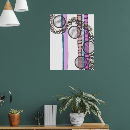 Gehen Sie mit dem Fluss, originale Kunst Doodle Poster (Wohnzimmer 1)