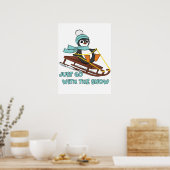 Gehen Sie mit dem Niedlichen Pinguin im Schneeschu Poster (Küche)