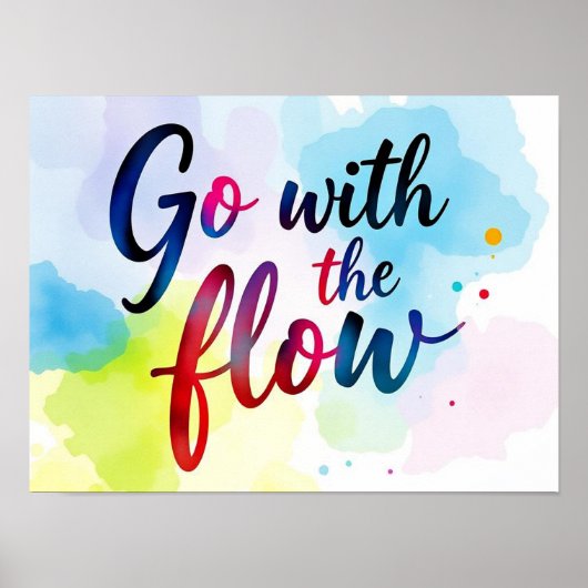 Gehen Sie mit der Wasserfarbe des Fließwassers Poster (Vorne)