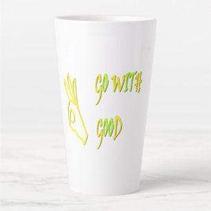 GEHEN SIE MIT GUTEN LOGO-TYPE-MESSAGE-DESIGN-WORTE MILCHTASSE