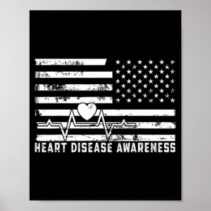 Gehen Sie Rot - Herzkrankheit Amerikanische Flagge Poster