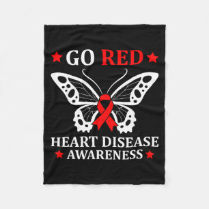 Gehen Sie Rot Herzkrankheit Awareness Schmetterlin Fleecedecke