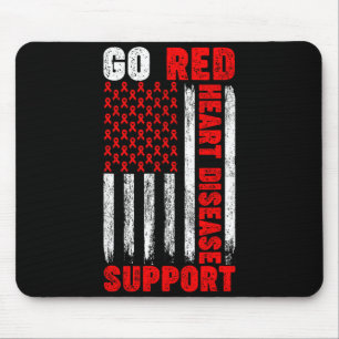 Gehen Sie Rot Herzkrankheit Bewusstsein Unterstütz Mousepad