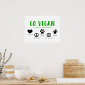 Gehen Sie Vegane Umweltmitfühlung Veganismus Poster (Küche)