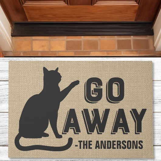 Gehen Sie weg Chat Funny Familienname Mit Monogram Fußmatte