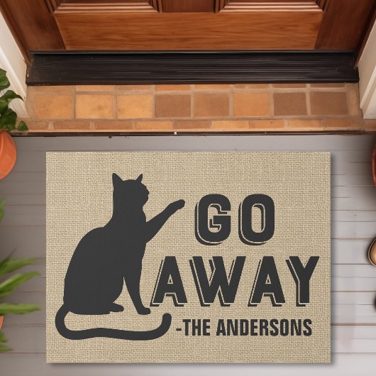 Gehen Sie weg Chat Funny Familienname Mit Monogram Fußmatte