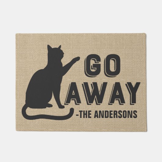 Gehen Sie weg Chat Funny Familienname Mit Monogram Fußmatte (Vorderseite)
