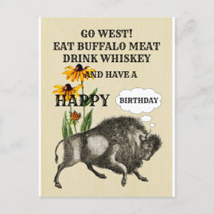 GEHEN SIE WESTEN BUFFALO FUNNY WESTERN-THEMEN-Post Postkarte