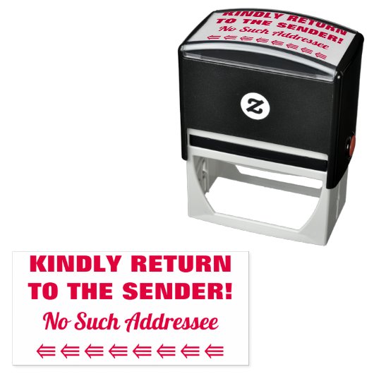 "GEHEN SIE WIEDER ZUM SENDER ZURÜCK!" Briefmarke Permastempel (Beispiel)