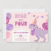 Gehen Sie zu 4 Einladungen. Dinosaur Girl 4. Einladung (Vorderseite)