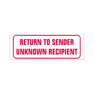 "GEHEN Sie zum ABSENDER", "UNBEKANNTE EMPFÄNGER", Permastempel