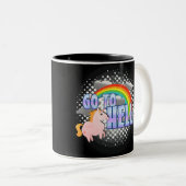 GEHEN Sie zur HÖLLE Regenbogen Unicorn-Tasse Zweifarbige Tasse (VorderseiteRechts)
