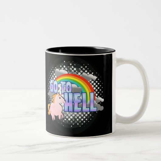 GEHEN Sie zur HÖLLE Regenbogen Unicorn-Tasse Zweifarbige Tasse (Rechts)