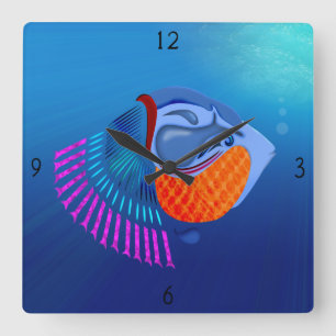 Gehen Sie zur Wall-Uhr am Fish Square Quadratische Wanduhr