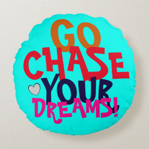 GEHEN VERFOLGUNG IHRE TRÄUME Spaßreversible-Farb Rundes Kissen