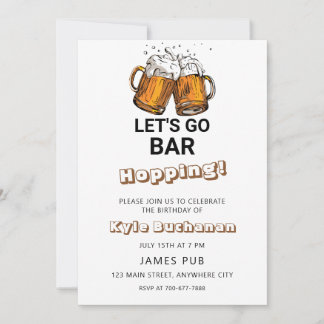Gehen wir Bar Hopping Geburtstagsparty Einladung