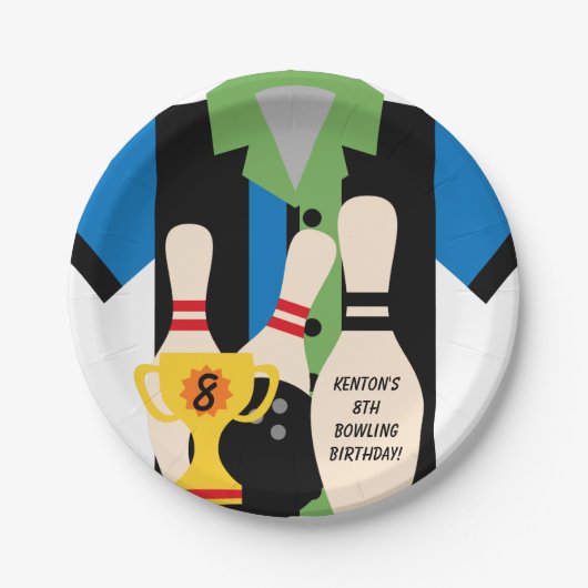 Gehen wir Bowling Birthday Paper Teller (Vorderseite)
