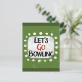 Gehen wir Bowling Postkarte (Stehend Vorderseite)
