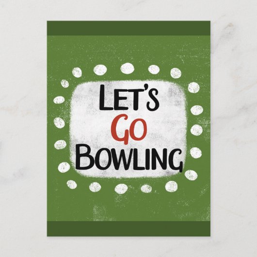Gehen wir Bowling Postkarte (Vorderseite)
