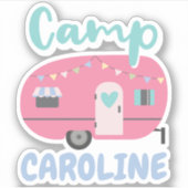 Gehen wir Glamping Girly Camp Name Birthday Party Aufkleber (Vorderseite)
