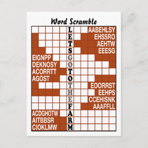 Gehen wir in die Farm Word Scramble Postkarte