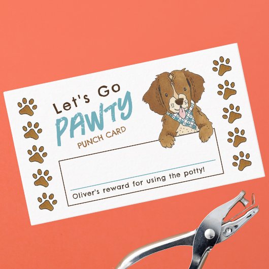 Gehen wir pawty Potty Training Rewards Punch Card Visitenkarte