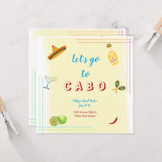 Gehen wir zu Cabo Bachelorette Einladungs-Tour Einladung (Vorderseite/Rückseite Beispiel)