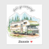 Gehen wir zu Camping Retro RV Camper Aufkleber (Blatt)