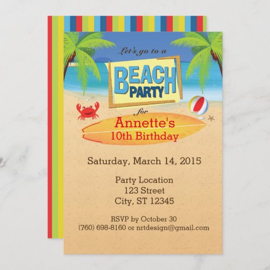 Gehen wir zu einer Party Einladung am Strand (Vorne/Hinten)