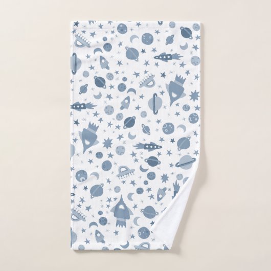Gehen wir zum Raummuster UFO Blue White Badhandtuch Set (Handtuch)