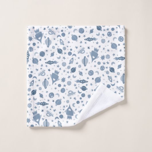 Gehen wir zum Raummuster UFO Blue White Badhandtuch Set (Waschlappen)