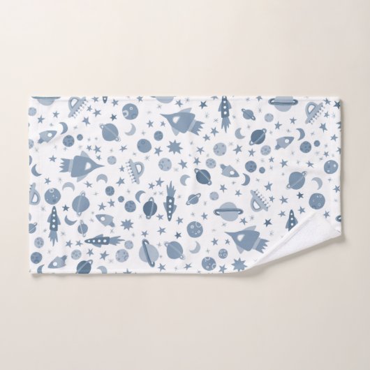Gehen wir zum Raummuster UFO Blue White Badhandtuch Set (Handtuch)