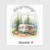 Gehen wir zum Retro-Camper im Camping Aufkleber (Blatt)