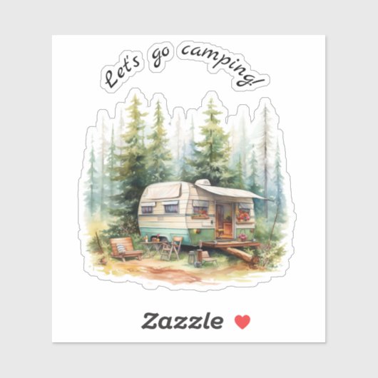 Gehen wir zum Retro-Camper im Camping Aufkleber (Blatt)