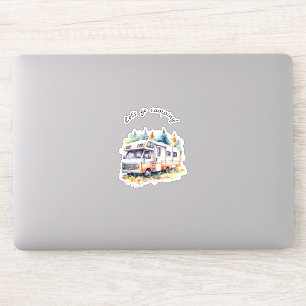 Gehen wir zum Retro-Camper im Camping Aufkleber