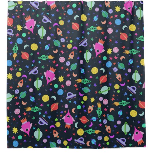 Gehen wir zum "Space Navy Blue Pattern" Duschvorhang (Vorderseite)