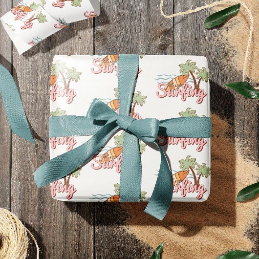 Gehen wir zum Surfen Sommersurfboard Muster Geschenkpapier