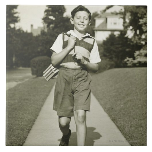 Gehen zur Schule Fliese (Vorderseite)