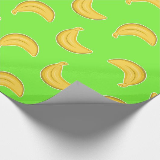 Gehende Bananen im Grün Geschenkpapier (Ecke)