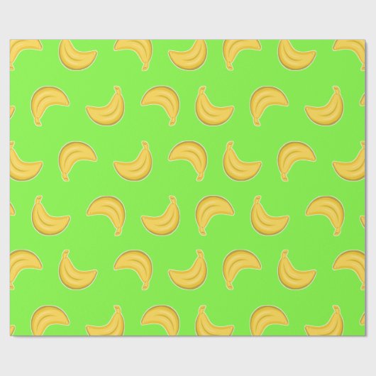 Gehende Bananen im Grün Geschenkpapier (Flach)